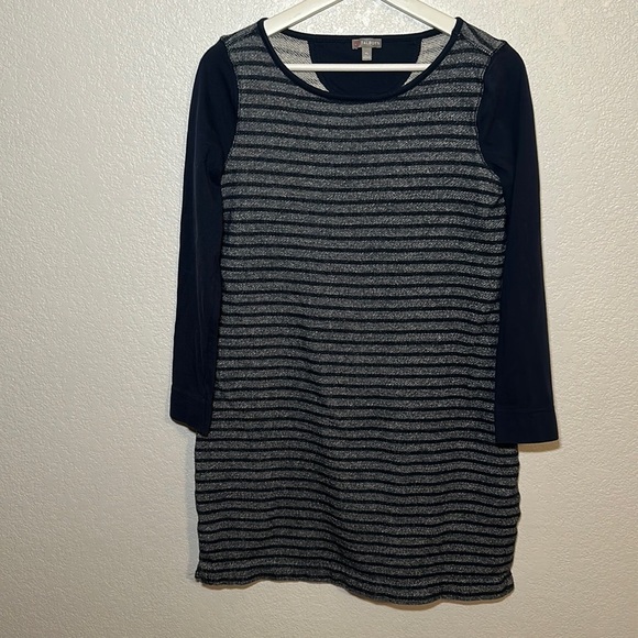 Talbots Navy Nautical Striped French Terry Casual Wear Dress Size Medium Petite - Picture 2 of 5